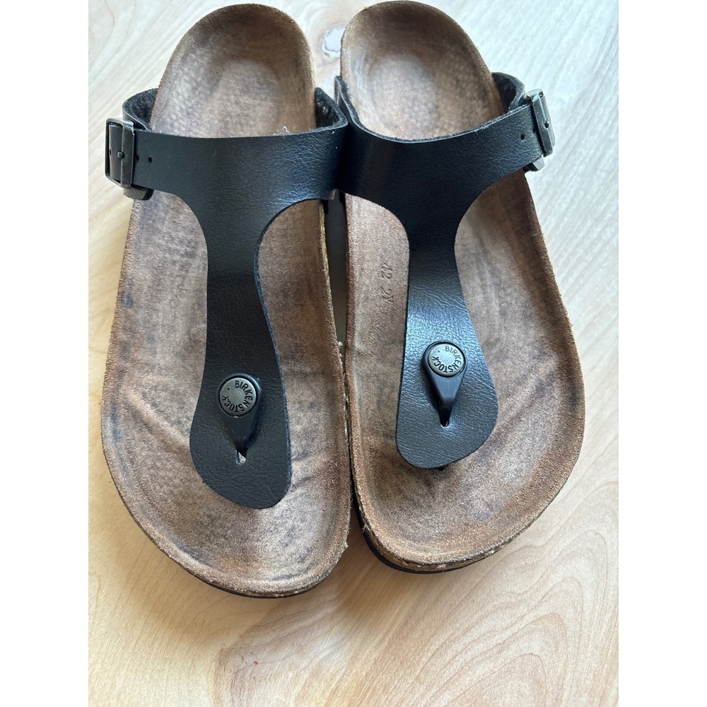 Birkenstock Black Leather Thong Sandals - Picture 9 of 10